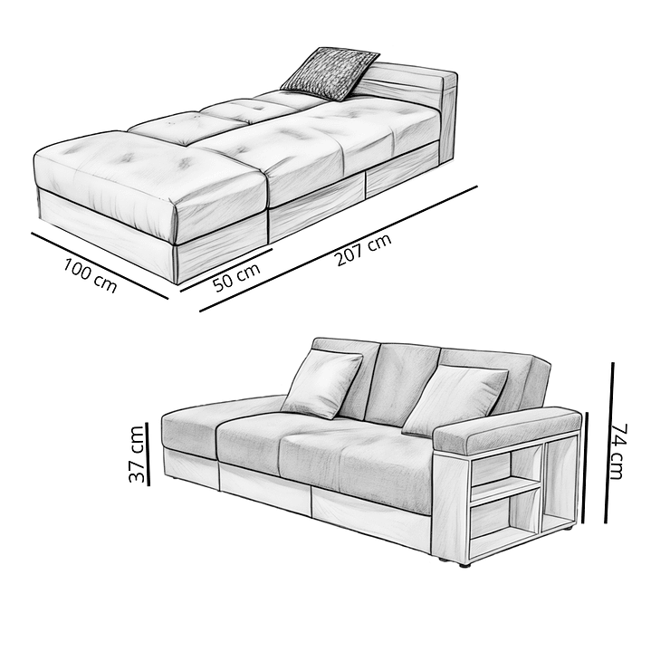 SOFÁ CAMA ELBARCO.CL ALASKA GRIS - 8
