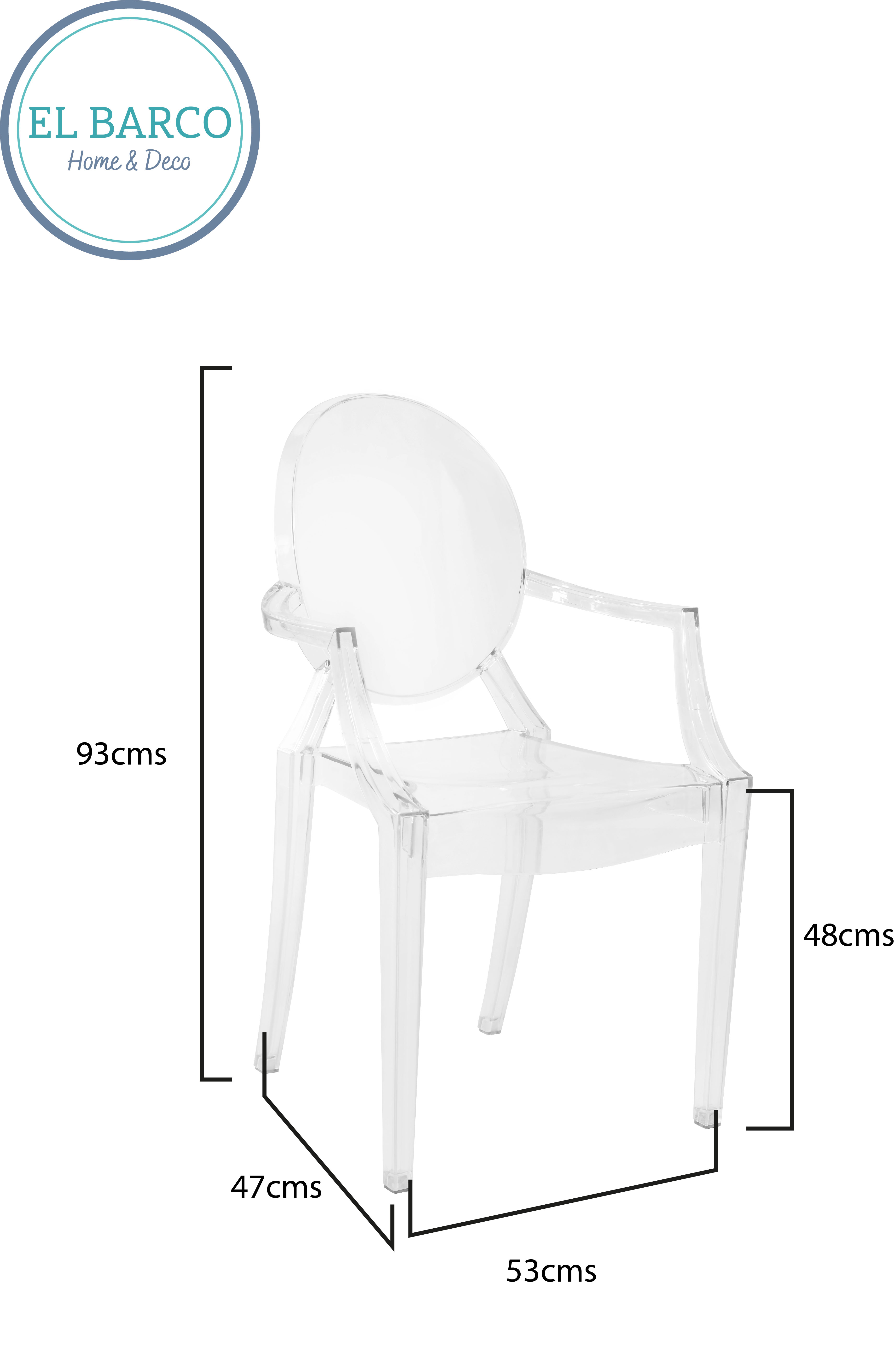SILLA ELBARCO.CL LOUIS GHOST TRANSPARENTE CON BRAZOS PACK 4 UNIDADES - 5
