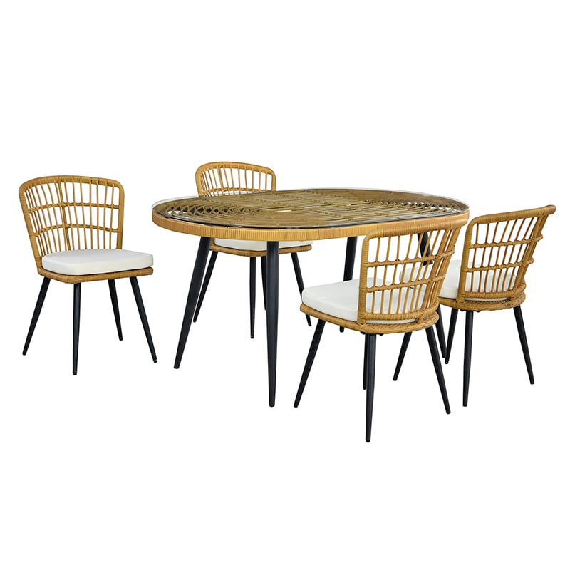 JUEGO COMEDOR DE TERRAZA LONDRES 4 PERS COJIN MARFIL - 1