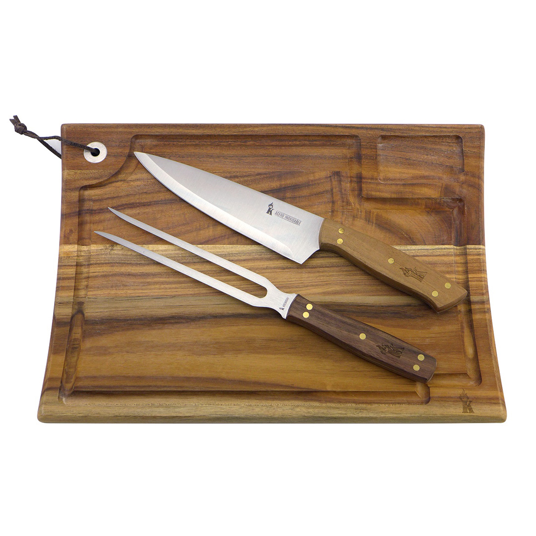 SET PARRILLERO DE TABLA + CUCHILLO + TENEDOR - 1