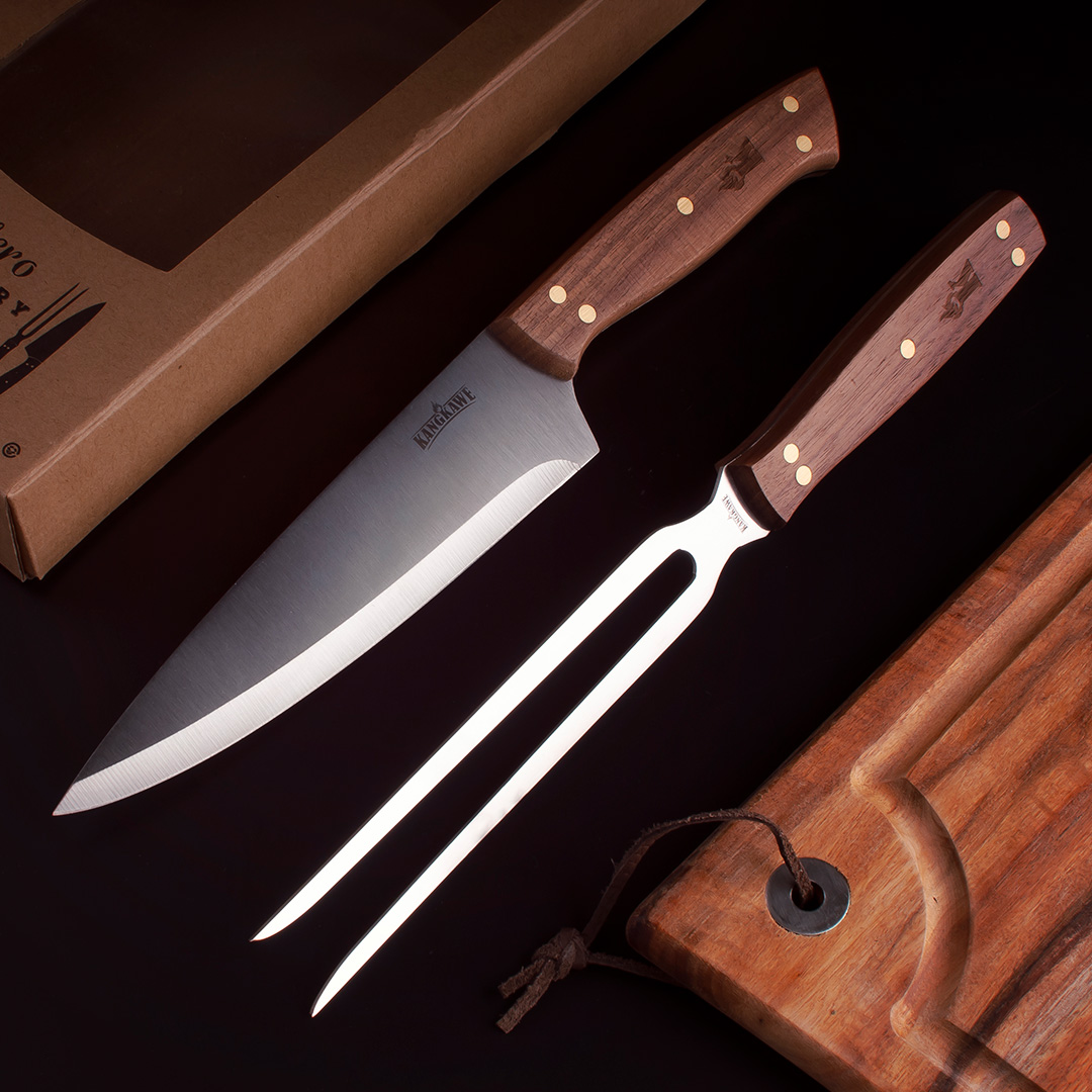 SET PARRILLERO DE TABLA + CUCHILLO + TENEDOR - 5