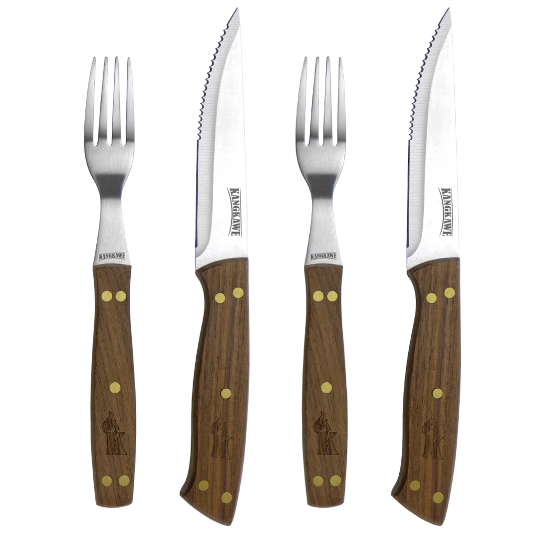 SET DE 2 CUCHILLOS DE 5' + 2 TENEDORES PARA ASADO - 1