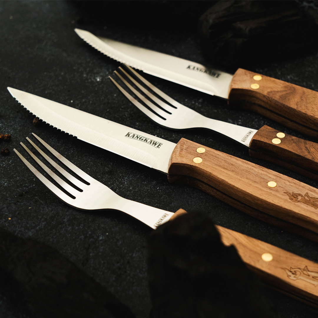 SET DE 2 CUCHILLOS DE 5' + 2 TENEDORES PARA ASADO - 3