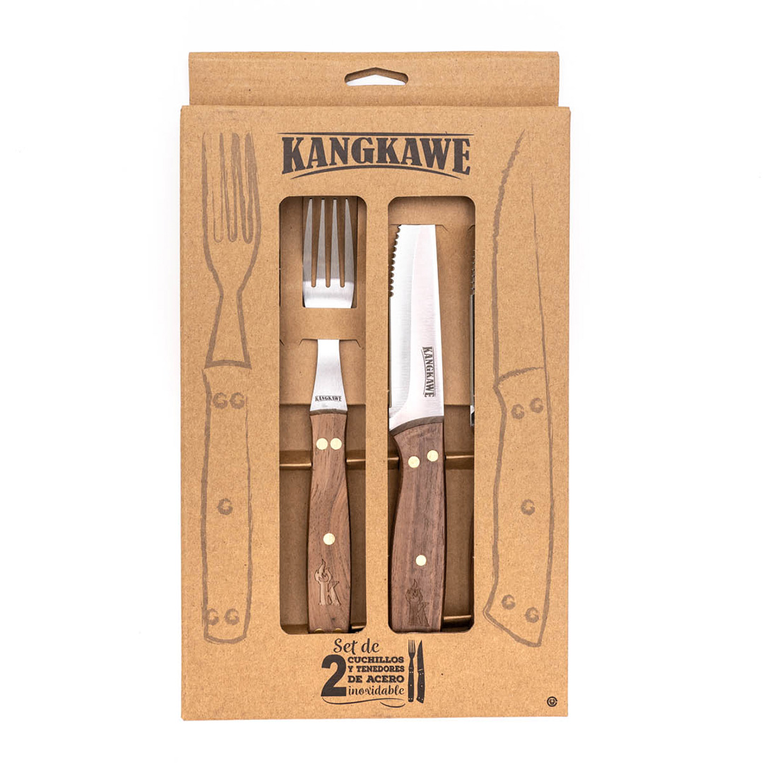 SET DE 2 CUCHILLOS DE 5' + 2 TENEDORES PARA ASADO - 5