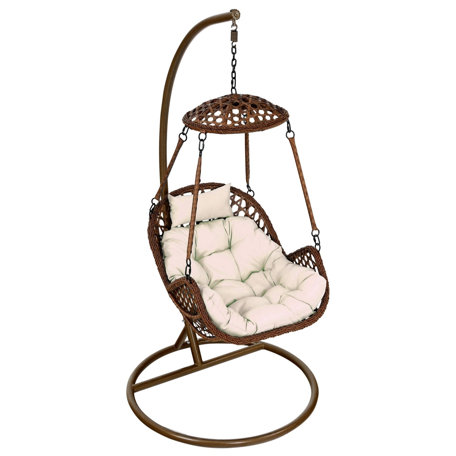 SILLA COLGANTE NIPONA CHOCOLATE COJÍN MARFIL - 1