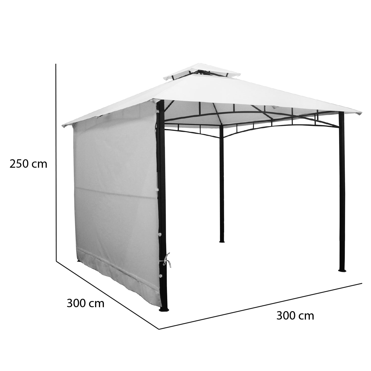 PÉRGOLA CON LATERAL 3X3MT COLOR MARFIL - 5