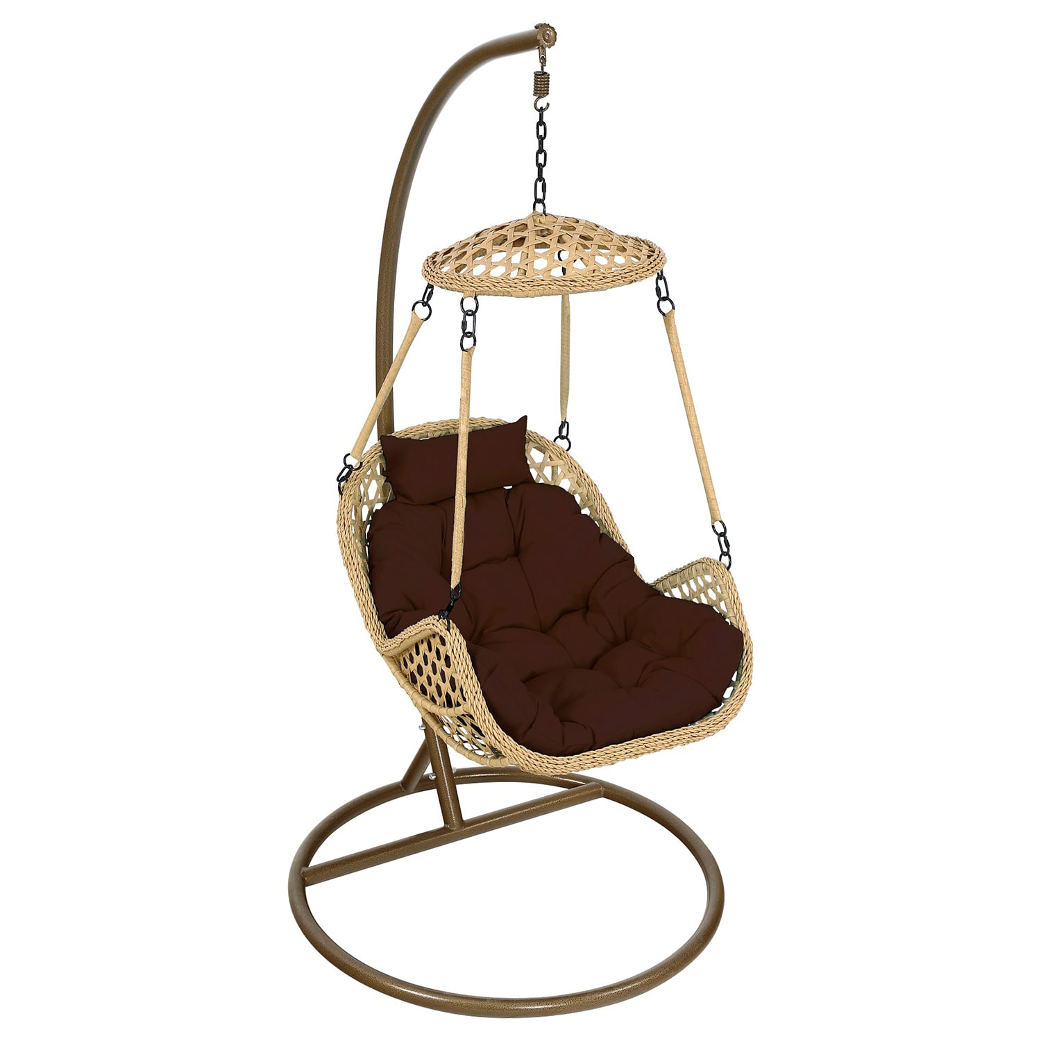 SILLA COLGANTE NIPONA CARAMELO COJÍN CAFÉ - 1