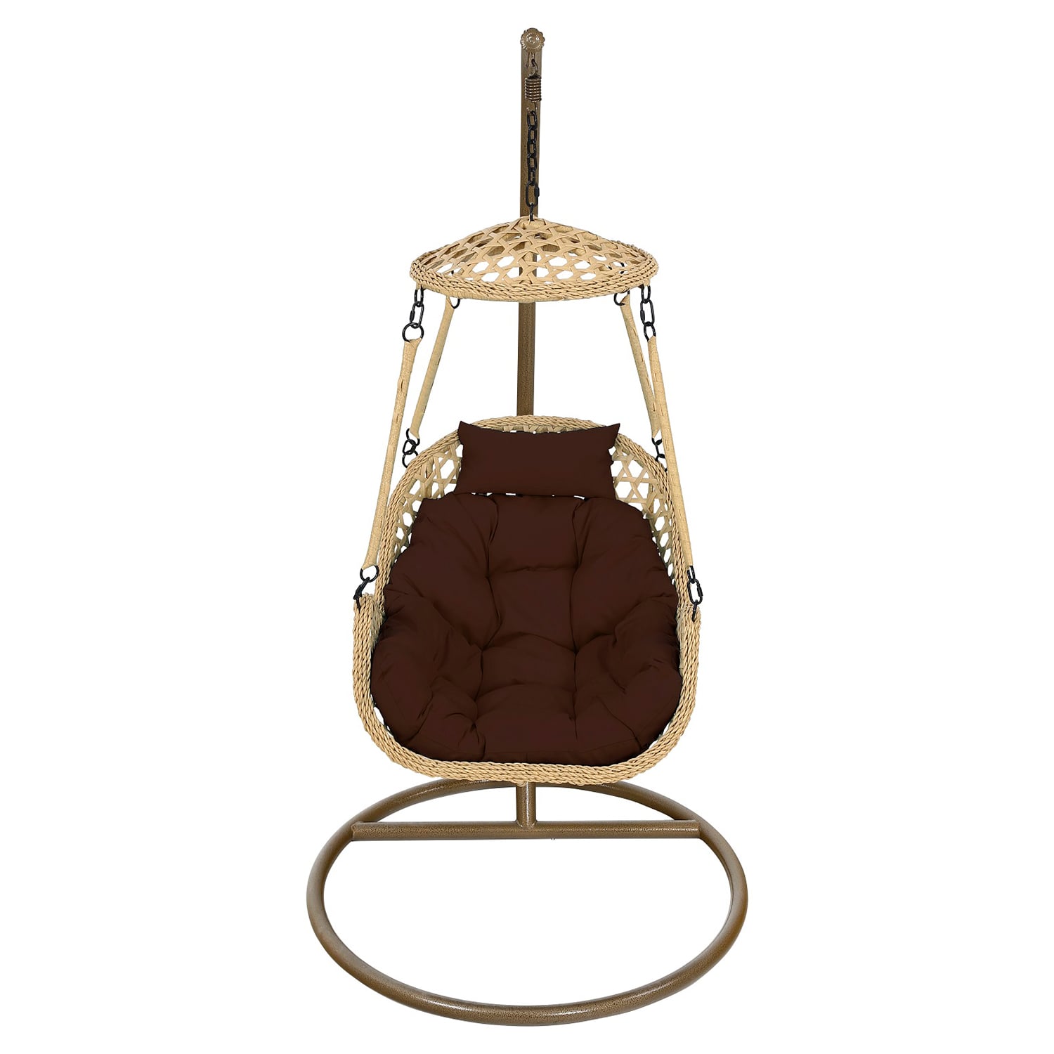 SILLA COLGANTE NIPONA CARAMELO COJÍN CAFÉ - 2