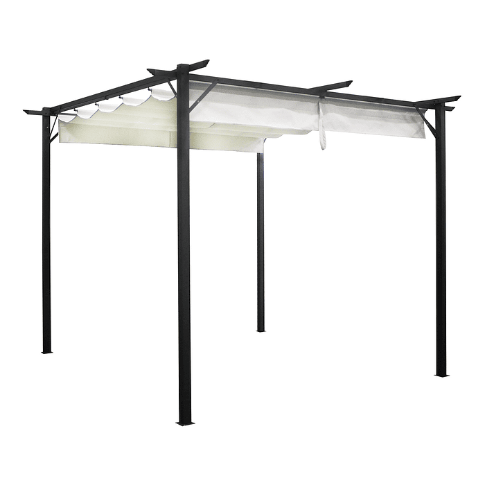 PÉRGOLA CAVANCHA CON TELA RETRÁCTIL 3X3MT MARFIL - 1