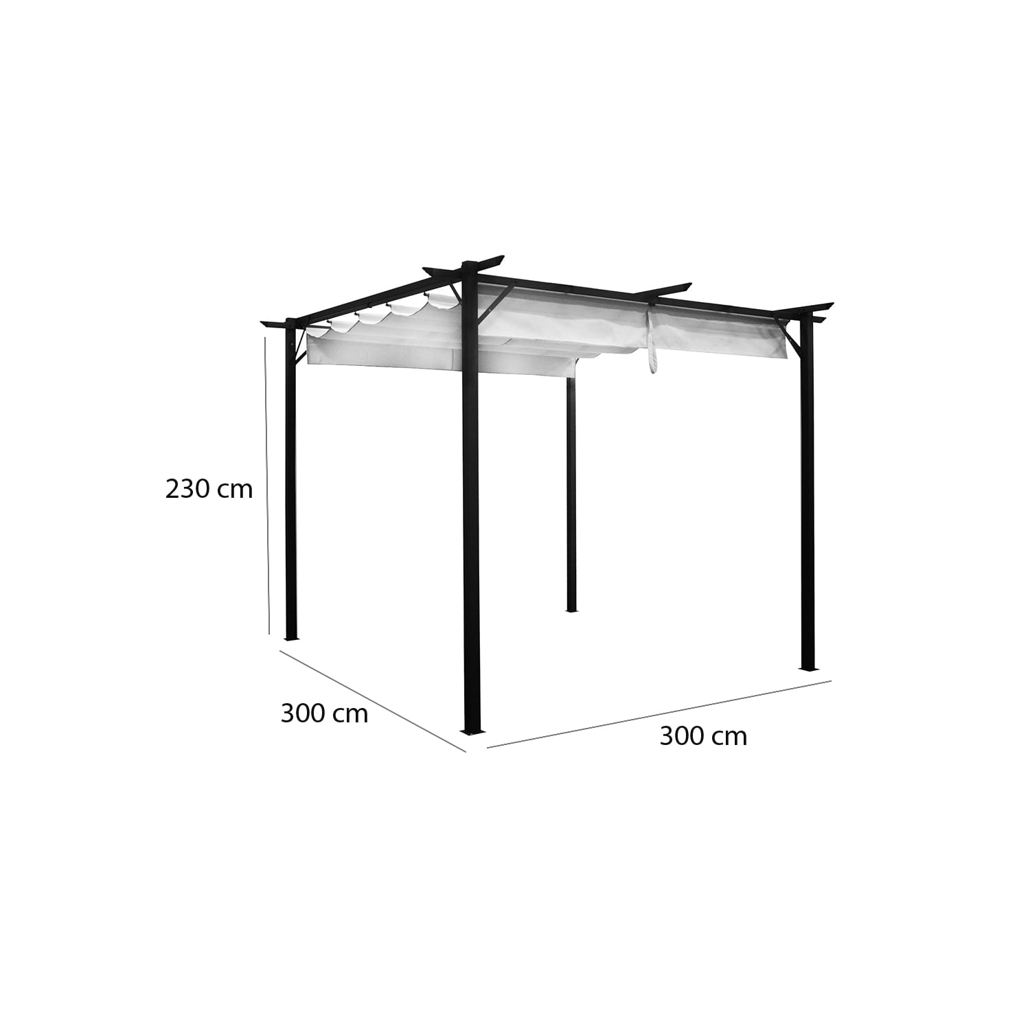 PÉRGOLA CAVANCHA CON TELA RETRÁCTIL 3X3MT MARFIL - 4