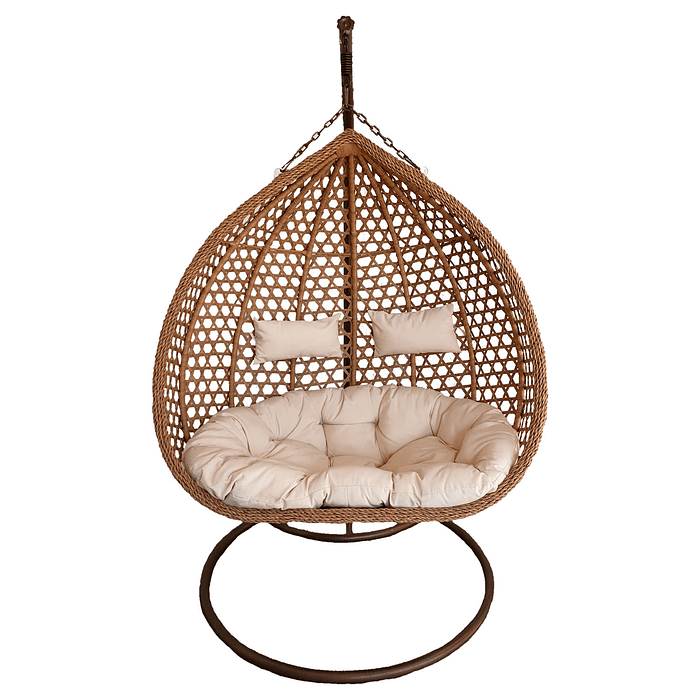 SILLA COLGANTE HAWÁI XL CARAMELO COJÍN MARFIL - 1