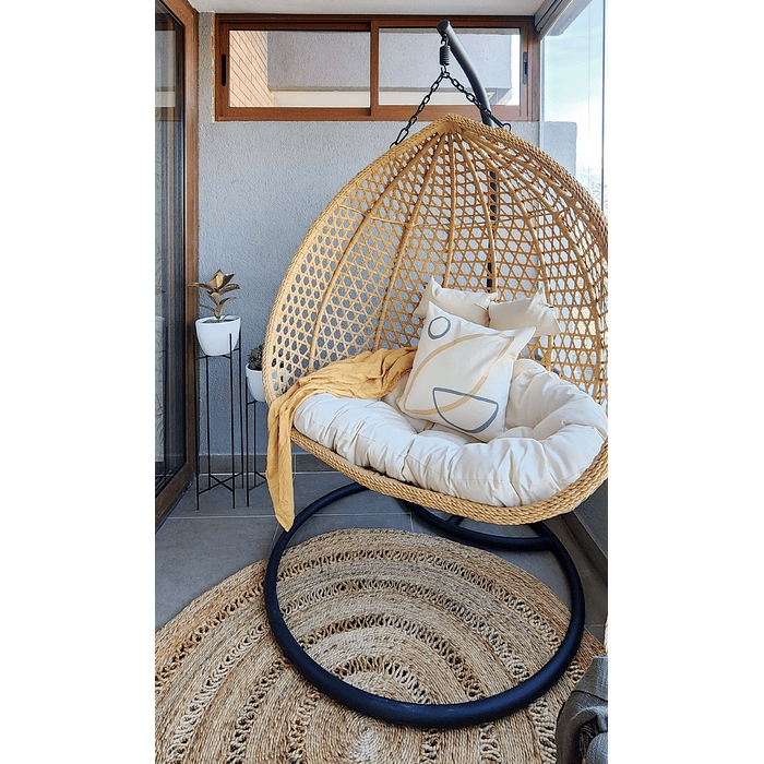 SILLA COLGANTE HAWÁI XL CARAMELO COJÍN MARFIL - 2