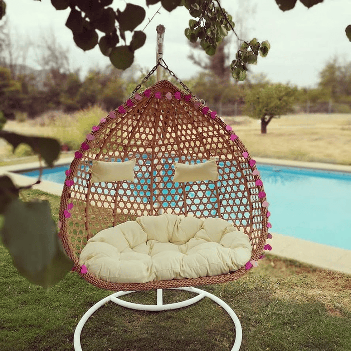 SILLA COLGANTE HAWÁI XL CARAMELO COJÍN MARFIL - 3
