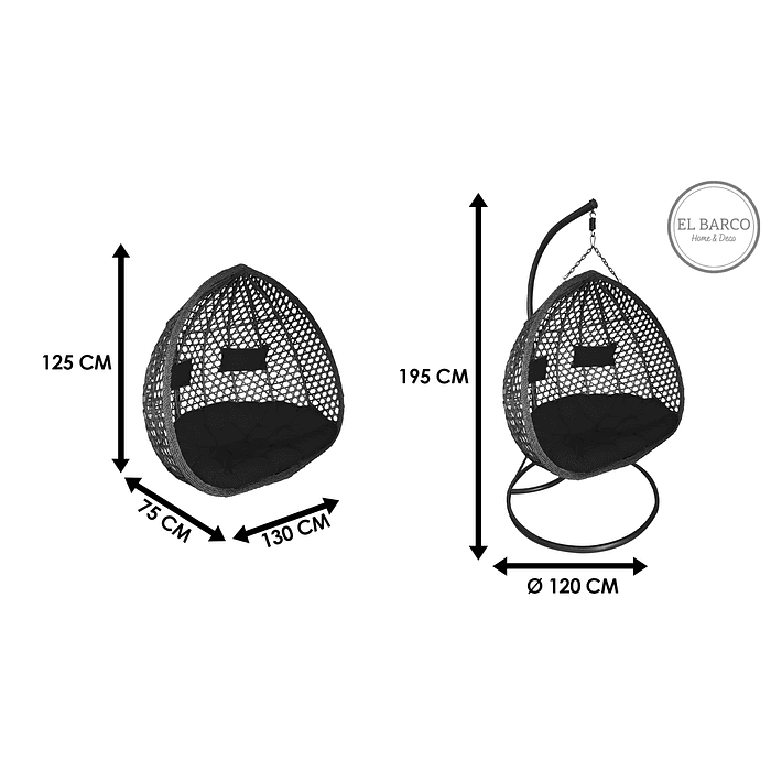 SILLA COLGANTE HAWÁI XL CARAMELO COJÍN MARFIL - 4