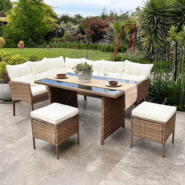 JUEGO LIVING COMEDOR TERRAZA ALMA 8 PERSONAS - 1