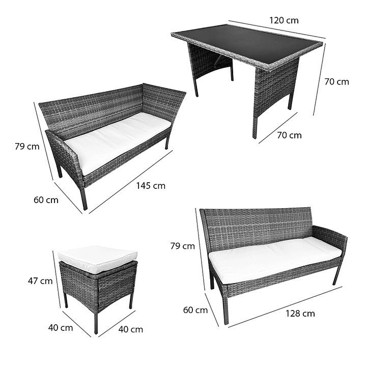 JUEGO LIVING COMEDOR TERRAZA ALMA 8 PERSONAS - 12