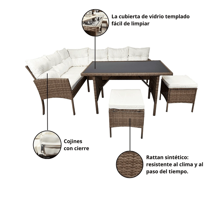JUEGO LIVING COMEDOR TERRAZA ALMA 8 PERSONAS - 4