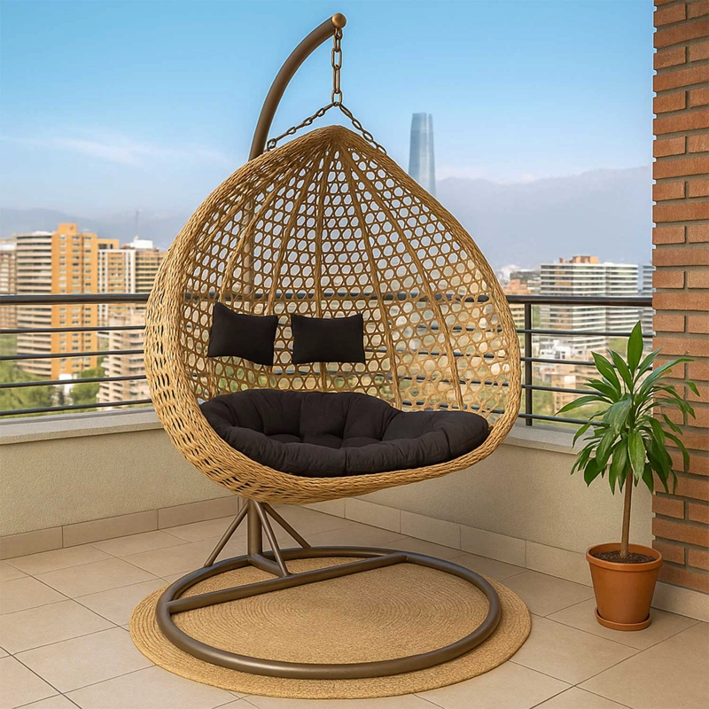 SILLA COLGANTE HAWÁI XL CARAMELO COJÍN CAFÉ - 1