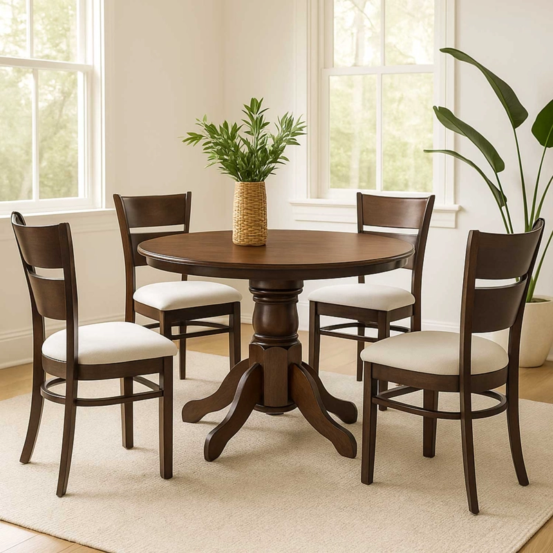 JUEGO DE COMEDOR BRISTOL CHOCOLATE 4 SILLAS MARFIL - 1