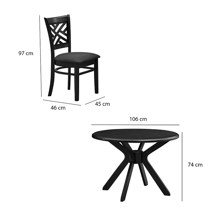 JUEGO DE COMEDOR ESTELLE 4 SILLAS CAFÉ - 5