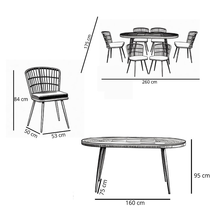 COMEDOR TERRAZA LONDRES COJÍN MARFIL 6 PERS - 4