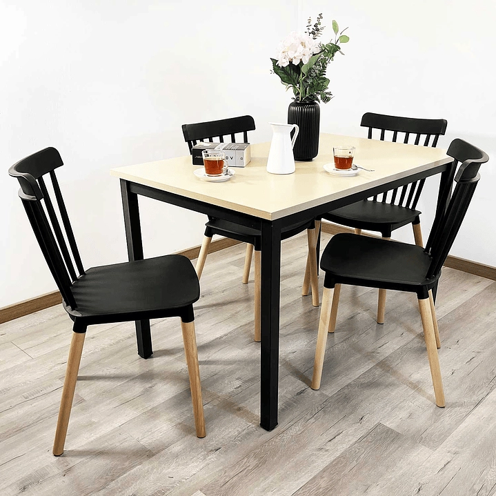 JUEGO DE COMEDOR NEW YORK + 4 SILLAS WINDSOR NEGRAS - 3