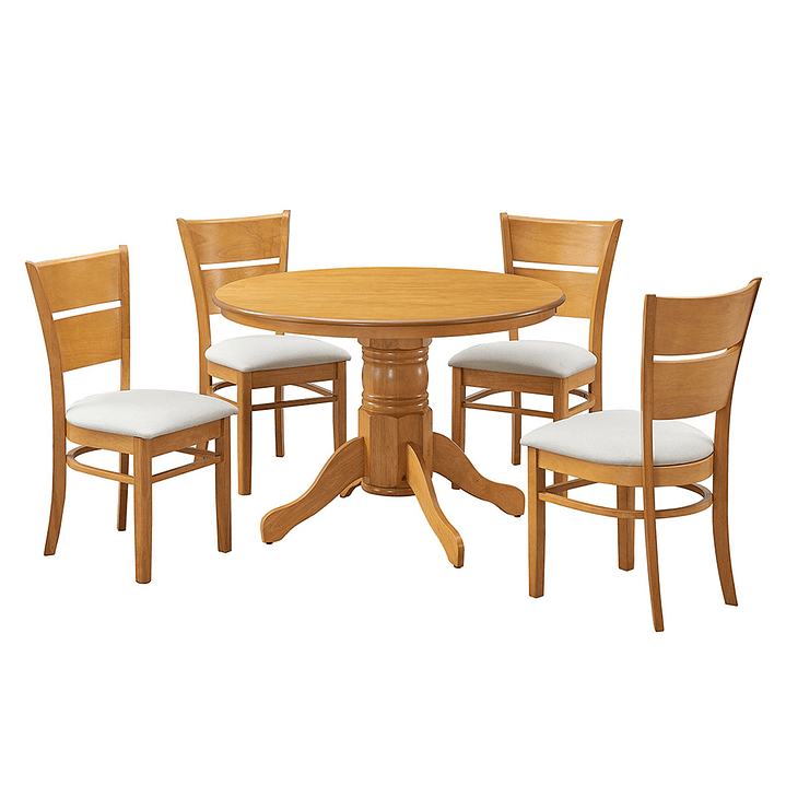 JUEGO DE COMEDOR BRISTOL CARAMELO 106 CM 4 SILLAS MARFIL - 2