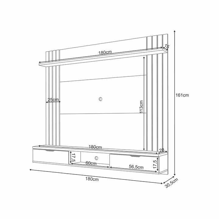 HOME TV PANEL VERONA 70' 180X161X31 CM - 7