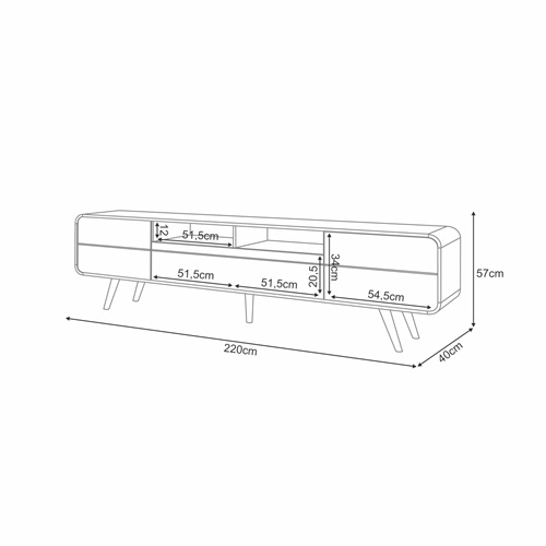 RACK TV MARSELLA 85' 220X57X40 CM - 2