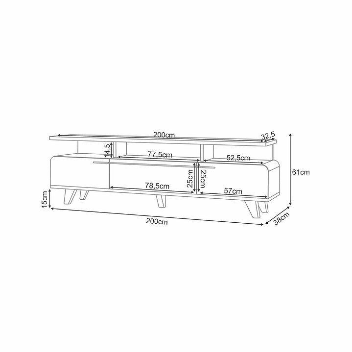 RACK TV SIENA 70' 200X61X38 CM - 9