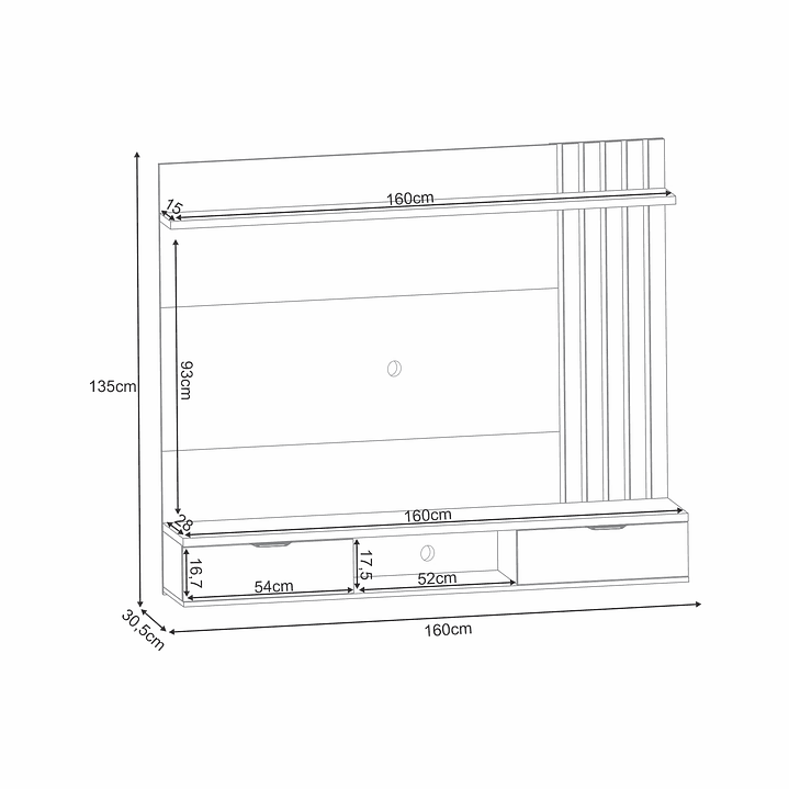HOME TV PANEL MÓNACO 55' 160X135X31 CM - 6