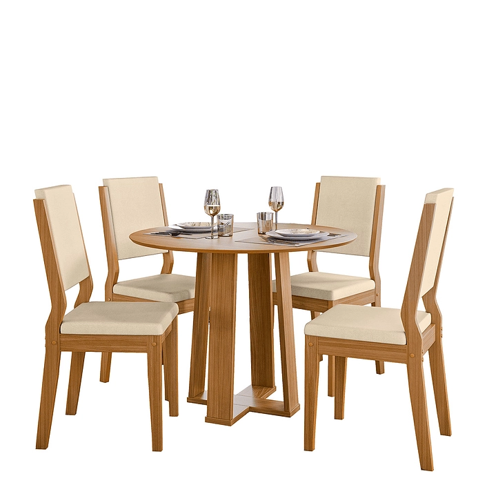 JUEGO DE COMEDOR RAVELLO 100X100 CM 4 SILLAS BEIGE - 2