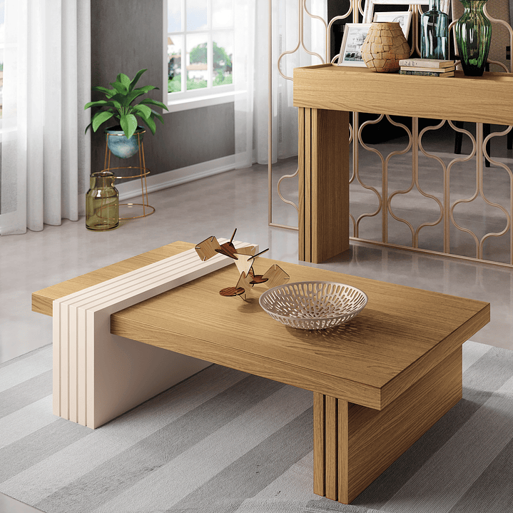 MESA DE CENTRO PRAGA FREIJO-OFF WHITE 107X60X33 CM - 1