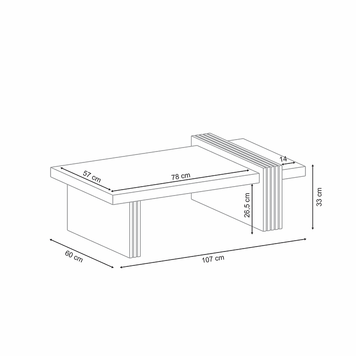 MESA DE CENTRO PRAGA FREIJO-OFF WHITE 107X60X33 CM - 6