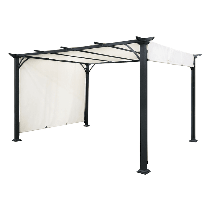 PÉRGOLA TOLDO RETRACTIL MAITENCILLO CON TELA RETRÁCTIL 3X4 MT MARFIL - 1