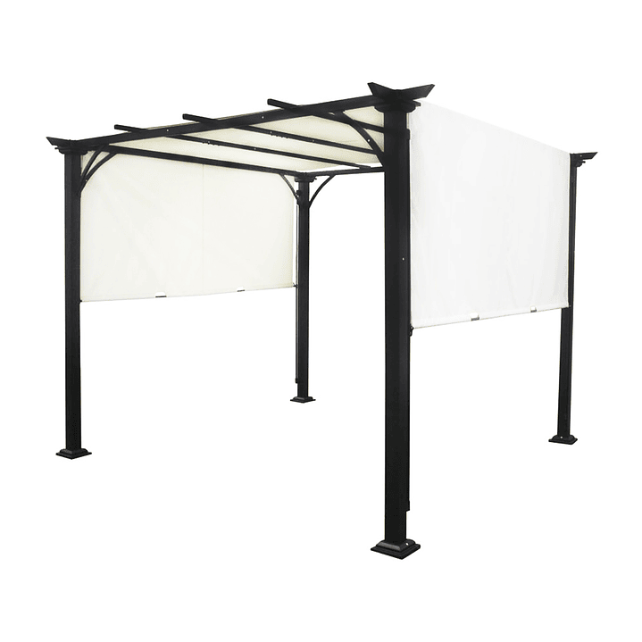 PÉRGOLA TOLDO RETRACTIL MAITENCILLO CON TELA RETRÁCTIL 3X3 MT MARFIL - 1