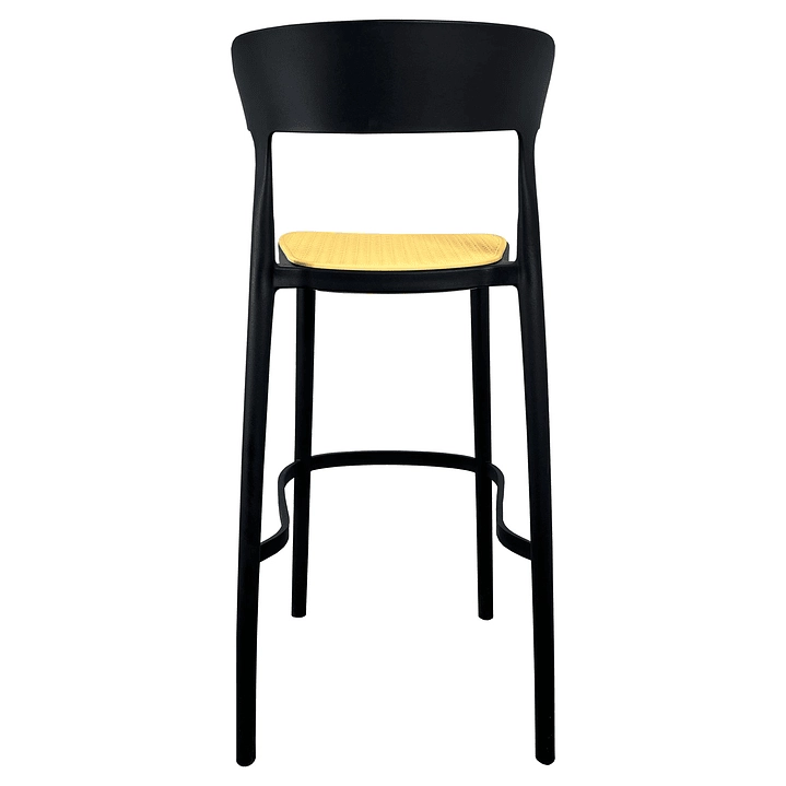 PACK 4 TABURETES BAR BISTRO NEGRA ASIENTO BEIGE - 2