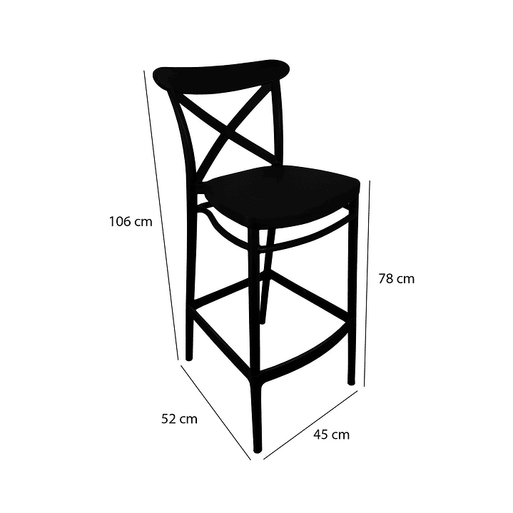 TABURETE BAR CROSSBACK NEGRA - 6