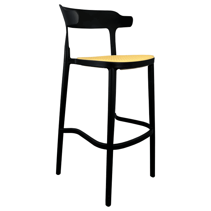 TABURETE BAR BISTRO NEGRA ASIENTO BEIGE - 3
