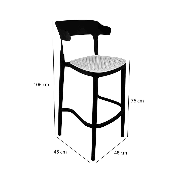 TABURETE BAR BISTRO NEGRA ASIENTO BEIGE - 6