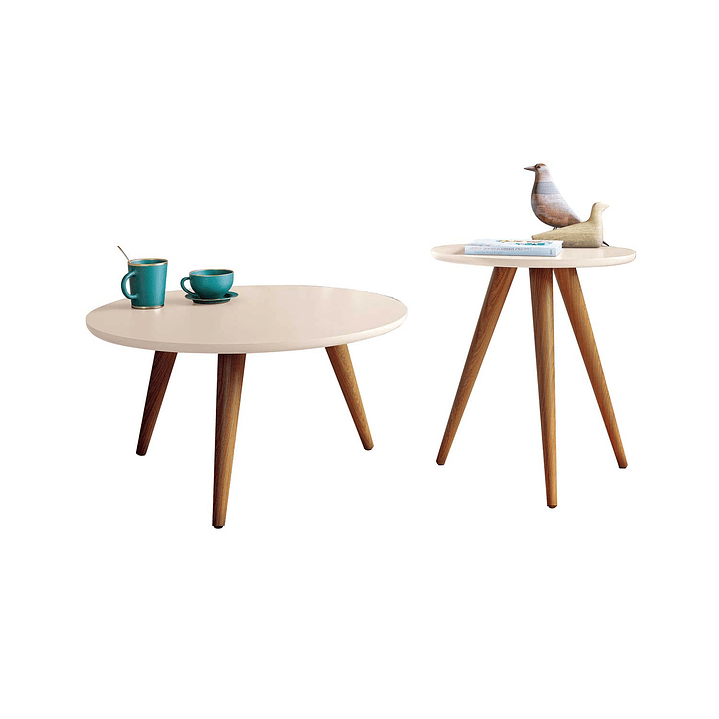 SET MESA DE CENTRO + MESA LATERAL ALBA OFF WHITE - 3