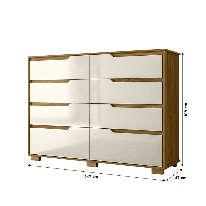 COMODA BELLA 8 CAJONES FREIJO OFF WHITE - 3