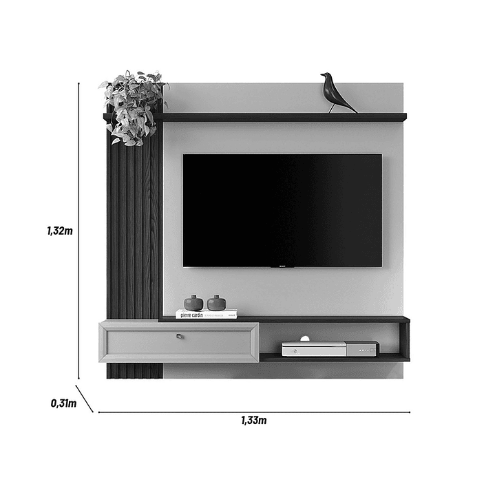 HOME TV PANEL NAPOLES 55" OFF WHITE FREIJO - 3