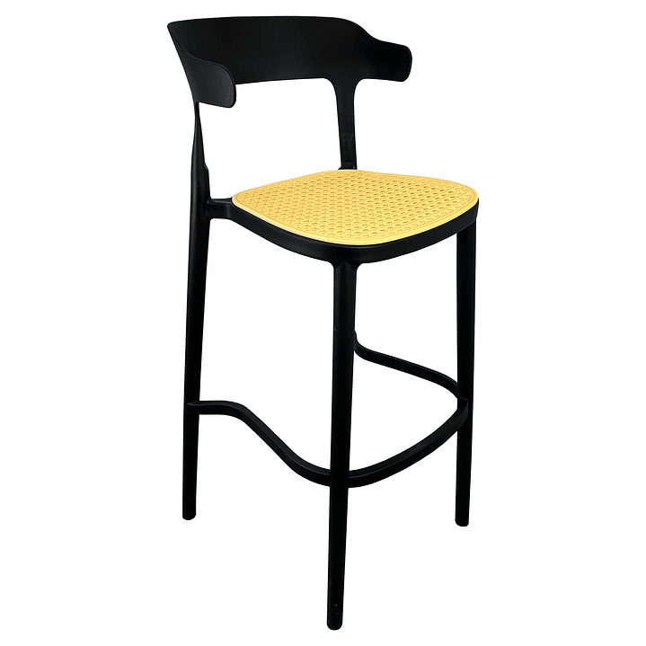 PACK 2 TABURETES BAR BISTRO NEGRA ASIENTO BEIGE - 3