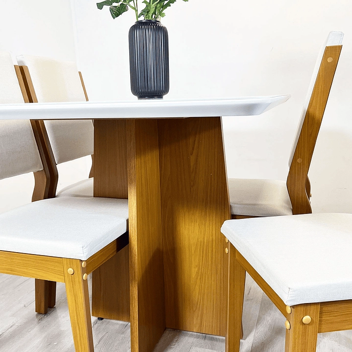 JUEGO DE COMEDOR ENCANTO 120X80 CM VIDRIO 4 SILLAS BEIGE - 2