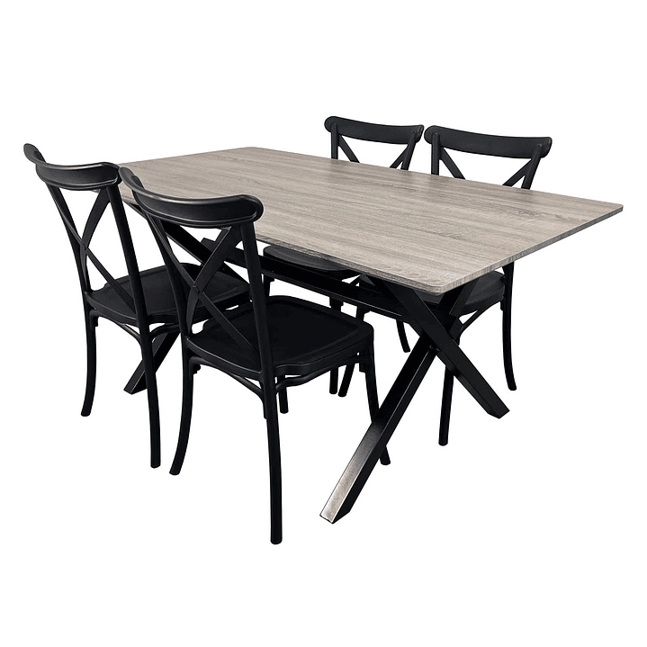 JUEGO DE COMEDOR VERMONT 4 SILLAS CROSSBACK NEGRAS - 2