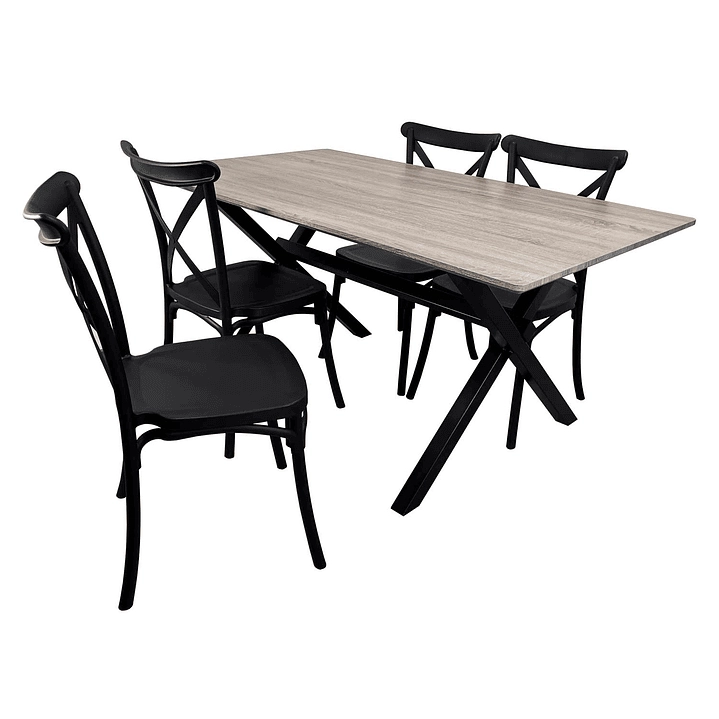 JUEGO DE COMEDOR VERMONT 4 SILLAS CROSSBACK NEGRAS - 4