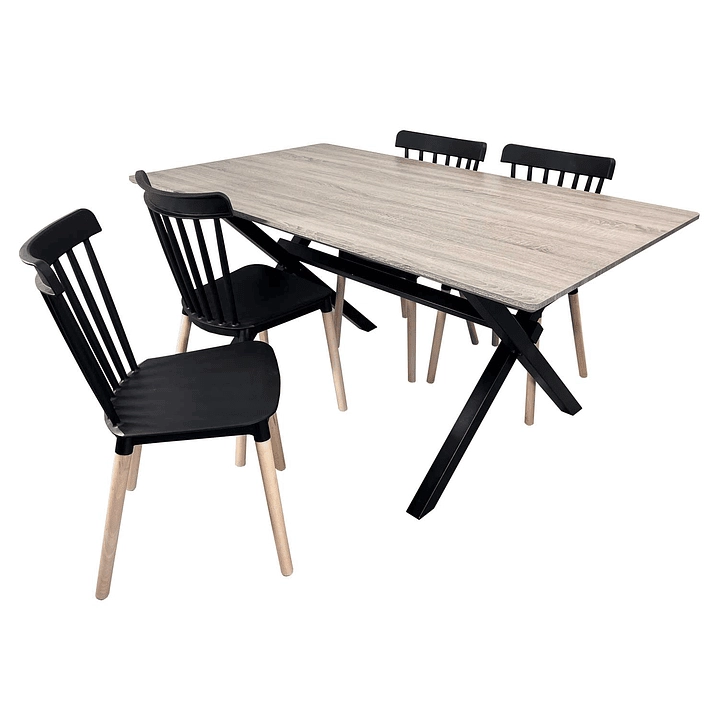 JUEGO DE COMEDOR VERMONT 4 SILLAS WINDSOR NEGRAS - 2