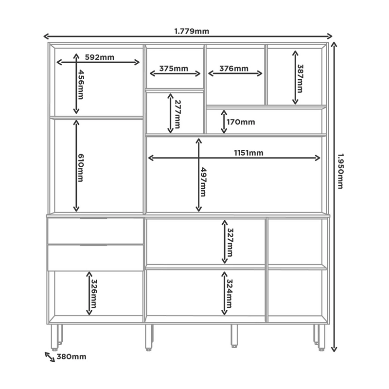 Kit Mueble de Cocina Magnolia Marrocos/ Off white 195x38x177,9 - 2