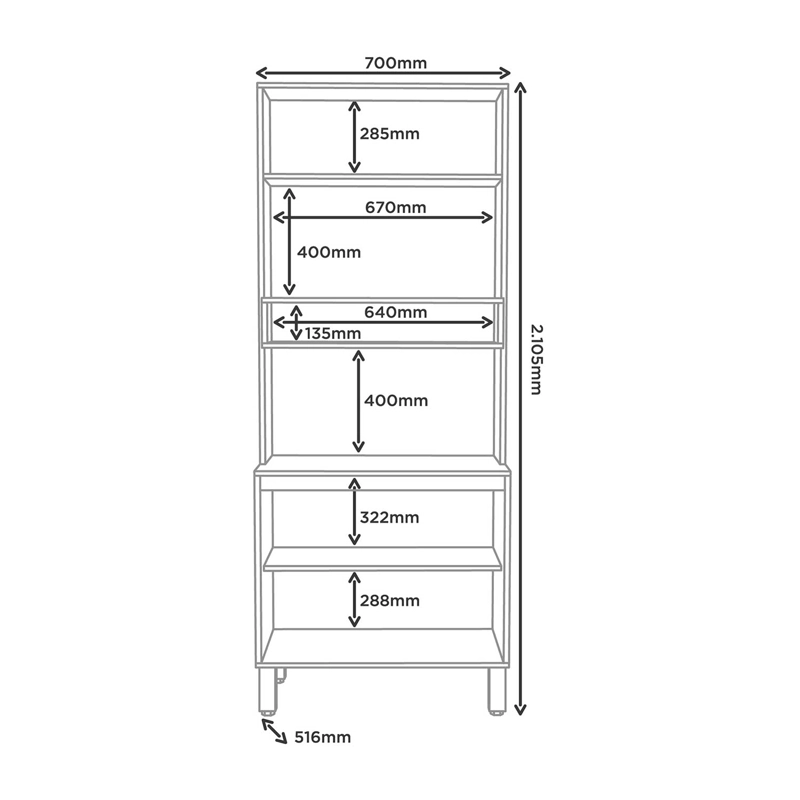 MUEBLE DE COCINA PARA MICROONDAS CAMIL  210.5x51,6x70 - 2